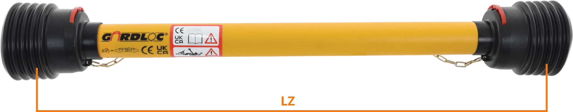 Gardloc PTO guard with the 'LZ length' measurement identified